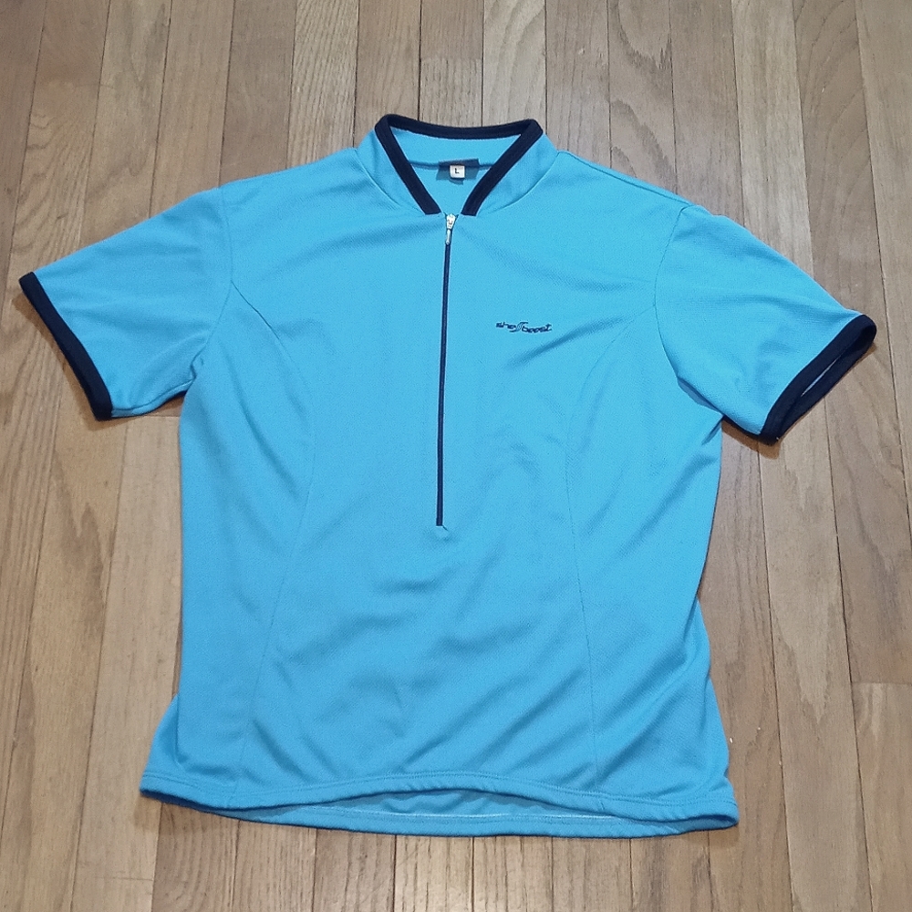 SHEBEEST CYCLING JERSEY WOMENS L BIKE SHIRT TOP LIKE NEW!! 3/4 ZIP